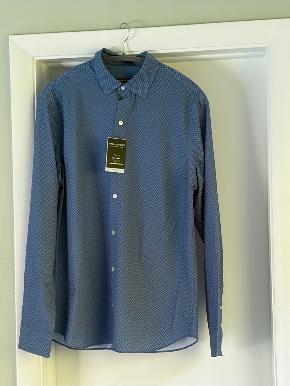 Van Heusen Blue Printed Men's Dress Shirt slim fit